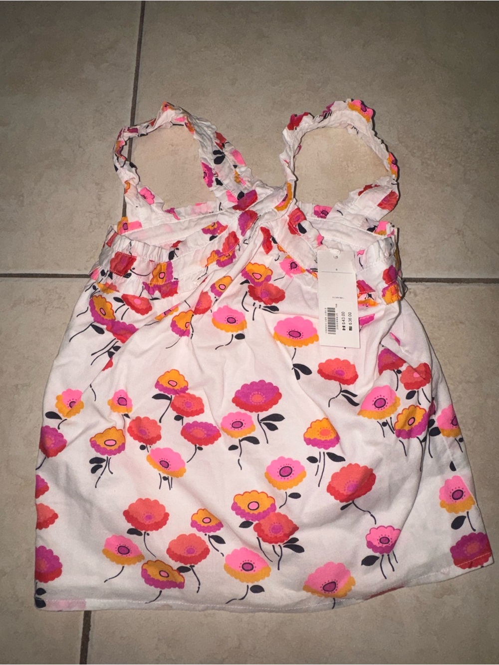 Janie and Jack White Floral Girls' Sleepwear Top with Pink & Yellow Flowers